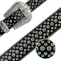 Black With Studs And White Studs Adorned Rhinestones Belts