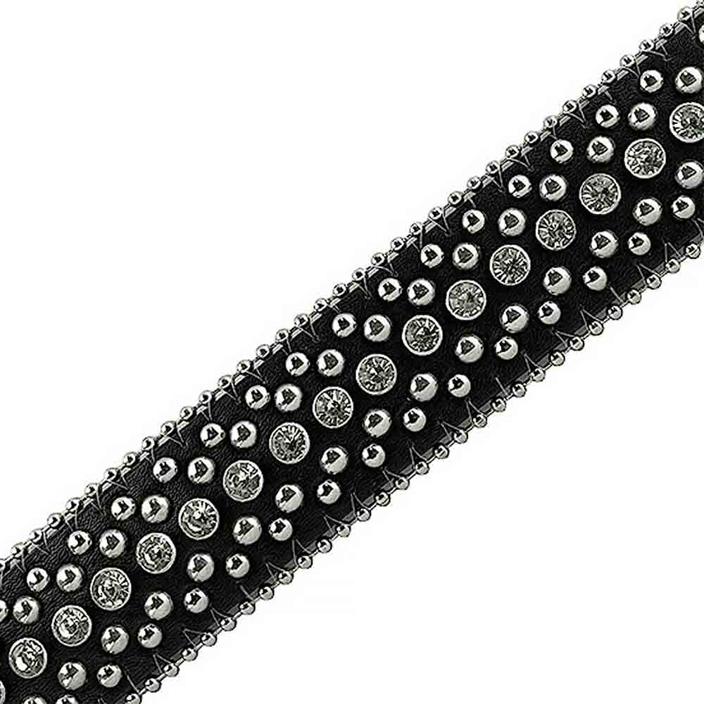 Black With Studs And White Studs Adorned Rhinestones Belts