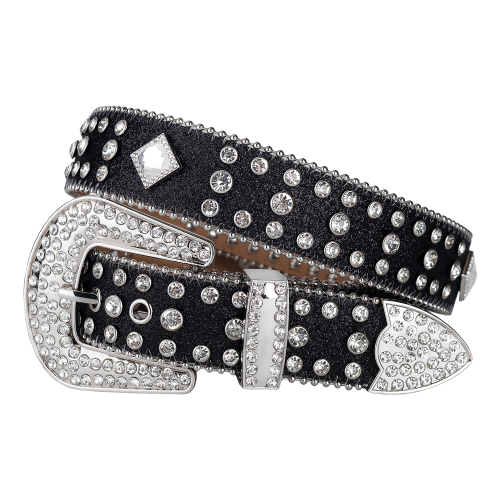 Diamond-Concho Snakeskin Rhinestone Western Belt