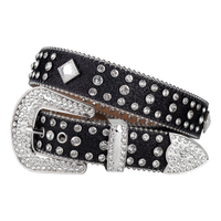Diamond-Concho Snakeskin Rhinestone Western Belt