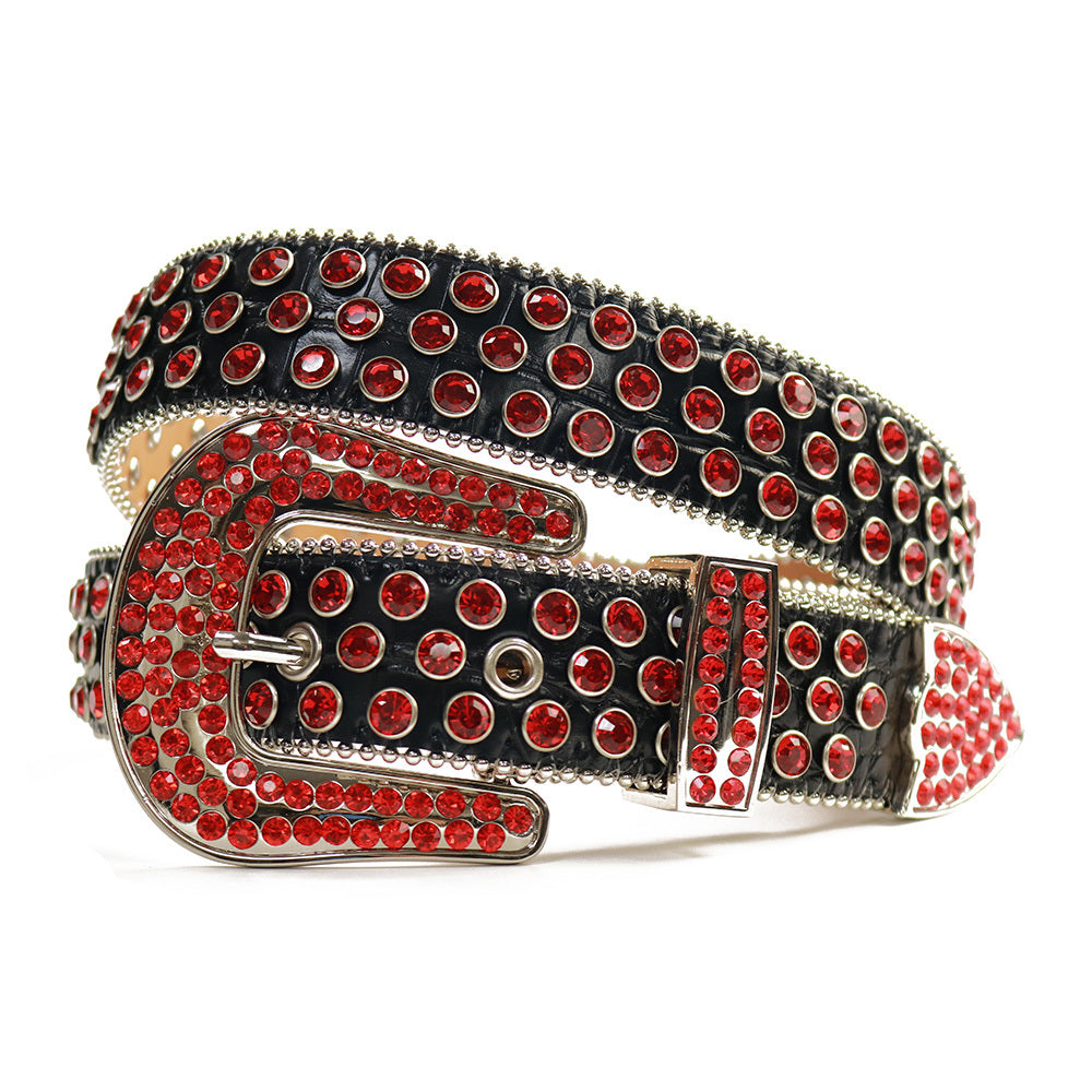 Wave Buckle Crystal Rhinestone Western Belt