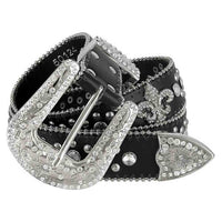 Black Scout With Studs And White Studs Encrusted Rhinestones Belts