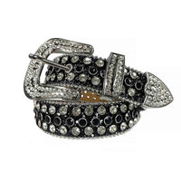 Black Strap With Black & Diamond White Encrusted Rhinestone BB Belt