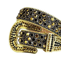 Black Strap With Black & Gold Adorned Rhinestone Belt