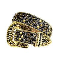 Black Strap With Black & Gold Adorned Rhinestone Belt