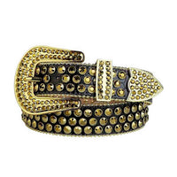 Black Strap With Black & Gold Adorned Rhinestone Belt