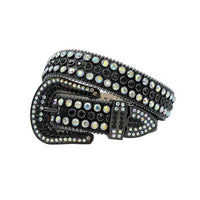 Black Strap With Black & Multi Color Embellished Rhinestone Belt