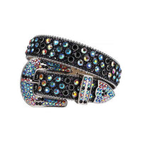 Black Strap With Black & Multi Encrusted Rhinestone Belt