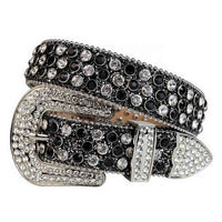 Black Strap With Black & White Embellished Rhinestone Belt
