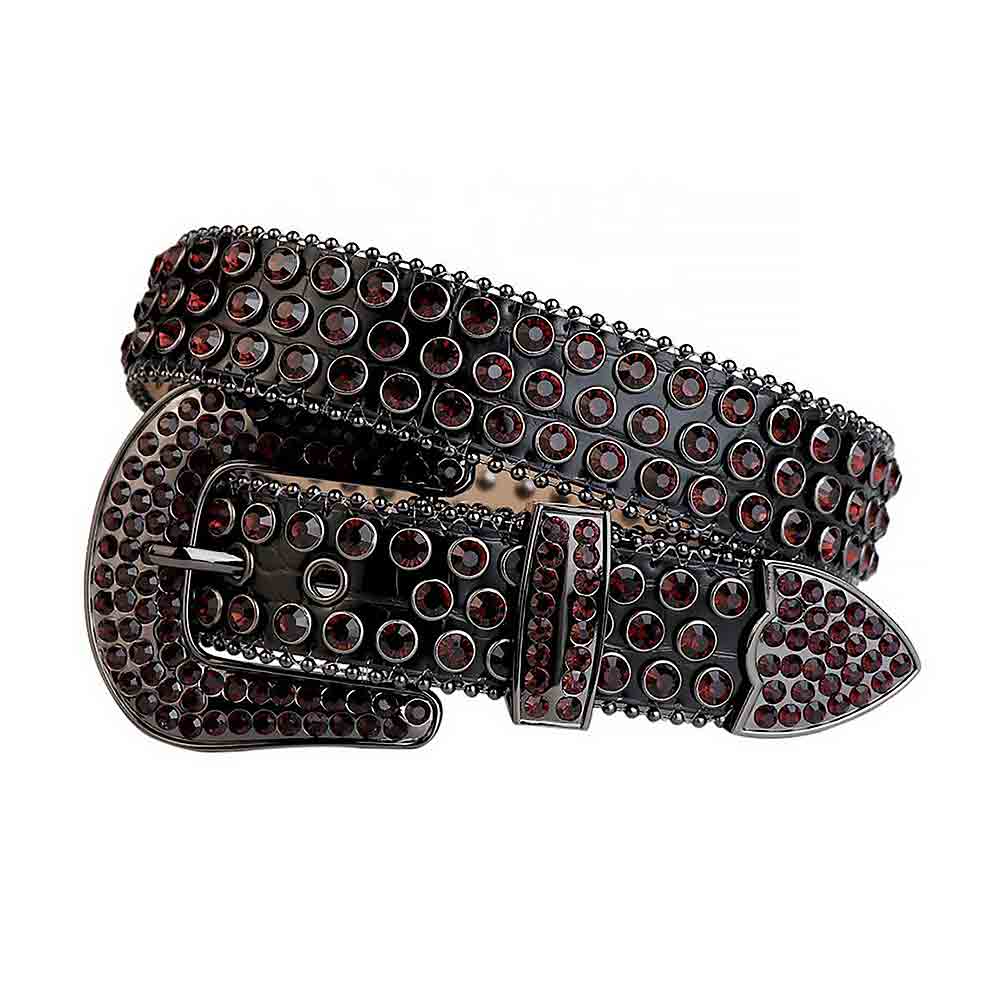 Black Strap With Brown Encrusted Rhinestone Belt