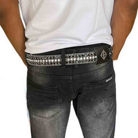 Black Strap With Diamond White & Black Embellished Rhinestone Belt