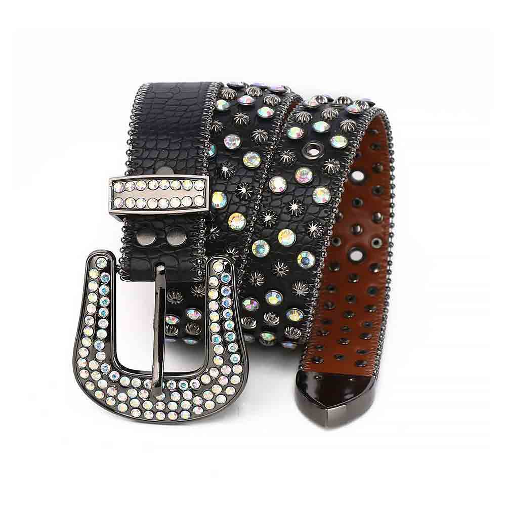 Black Strap With Multi Sparkle Gems BB Rhinestones Belt