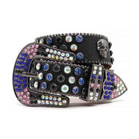 Black Skull Strap With Multi Adorned Rhinestone Belt