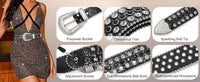 Black Strap With Black & Diamond White Embellished Rhinestone BB Belt