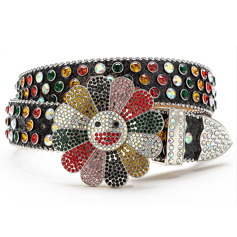 Smiley Flower Crystal Rhinestone Western Belt