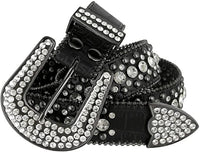 Crocodile Leather Western Belt with Gemstone D-Ring Buckle