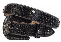 Black Strap With 7 Skulls Black Embellished Rhinestone Belt