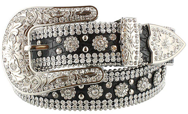Floral Concho Engraved Silver Western Belt
