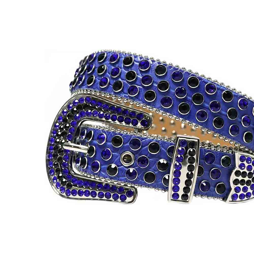 Blue Strap With Black & Blue Encrusted Rhinestone Belt