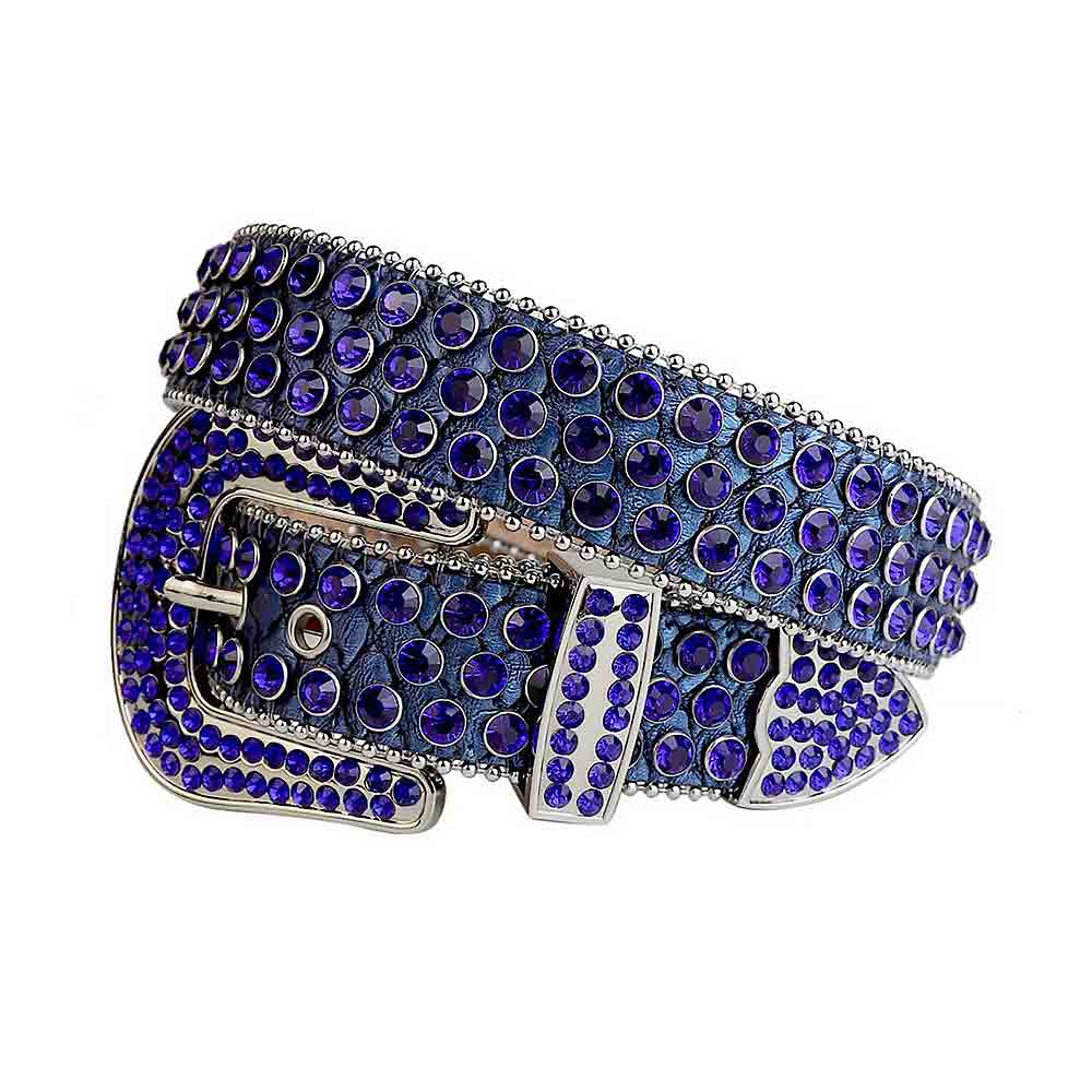 Blue Strap With Blue Encrusted Rhinestone Belt