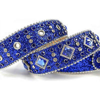 Blue Strap With Blue Encrusted Rhinestone Belt