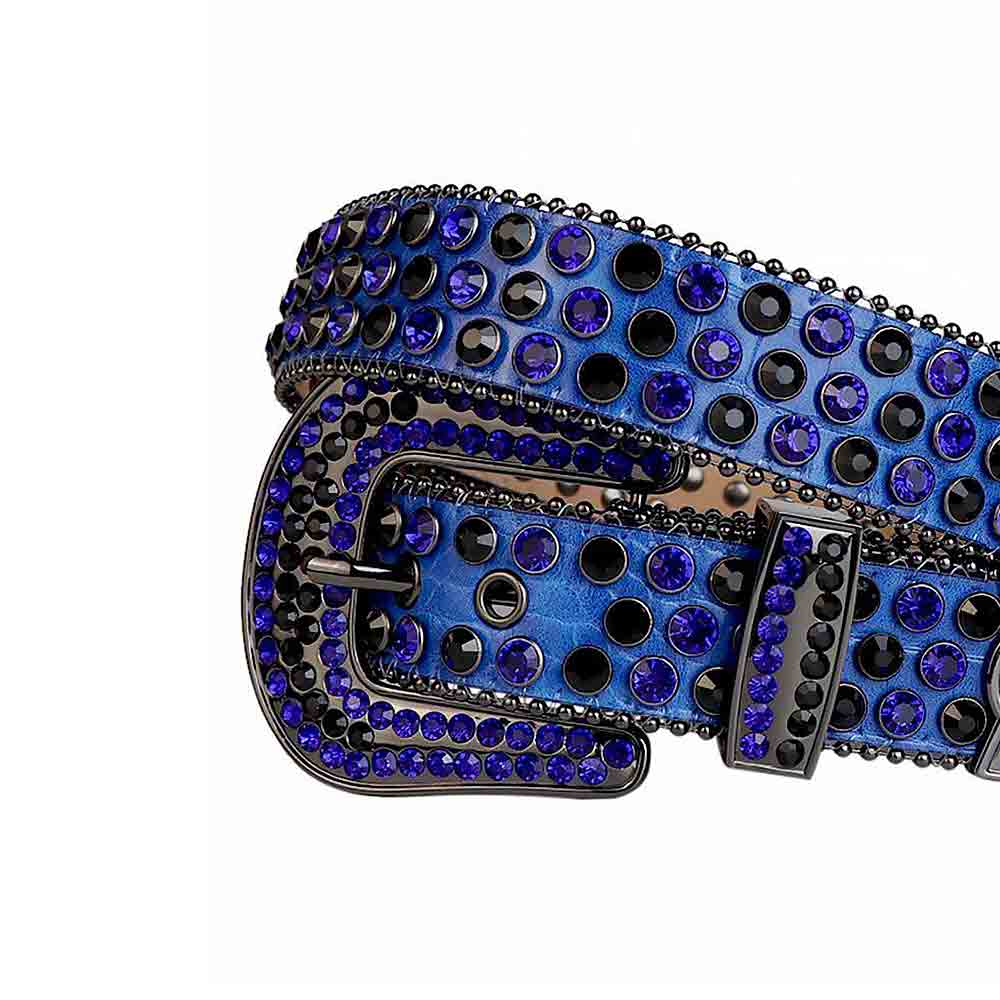 Blue Strap With Blue & Black Embellished Rhinestone Belt