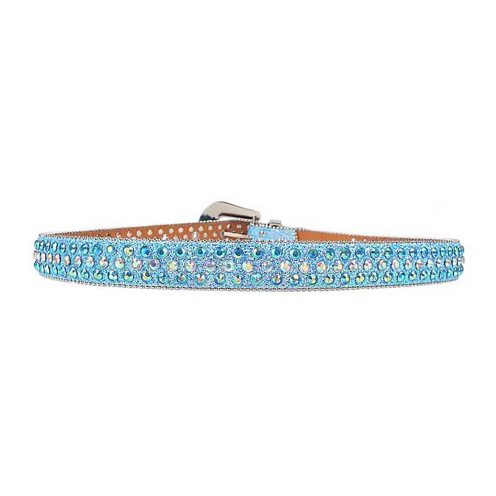 Blue Strap With Multi Color Encrusted Rhinestone Belt