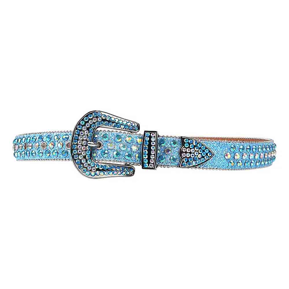 Blue Strap With Multi Color Encrusted Rhinestone Belt