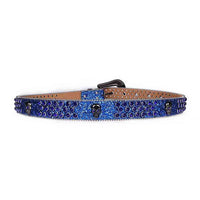 Blue Strap With Purple Adorned Rhinestone Belt