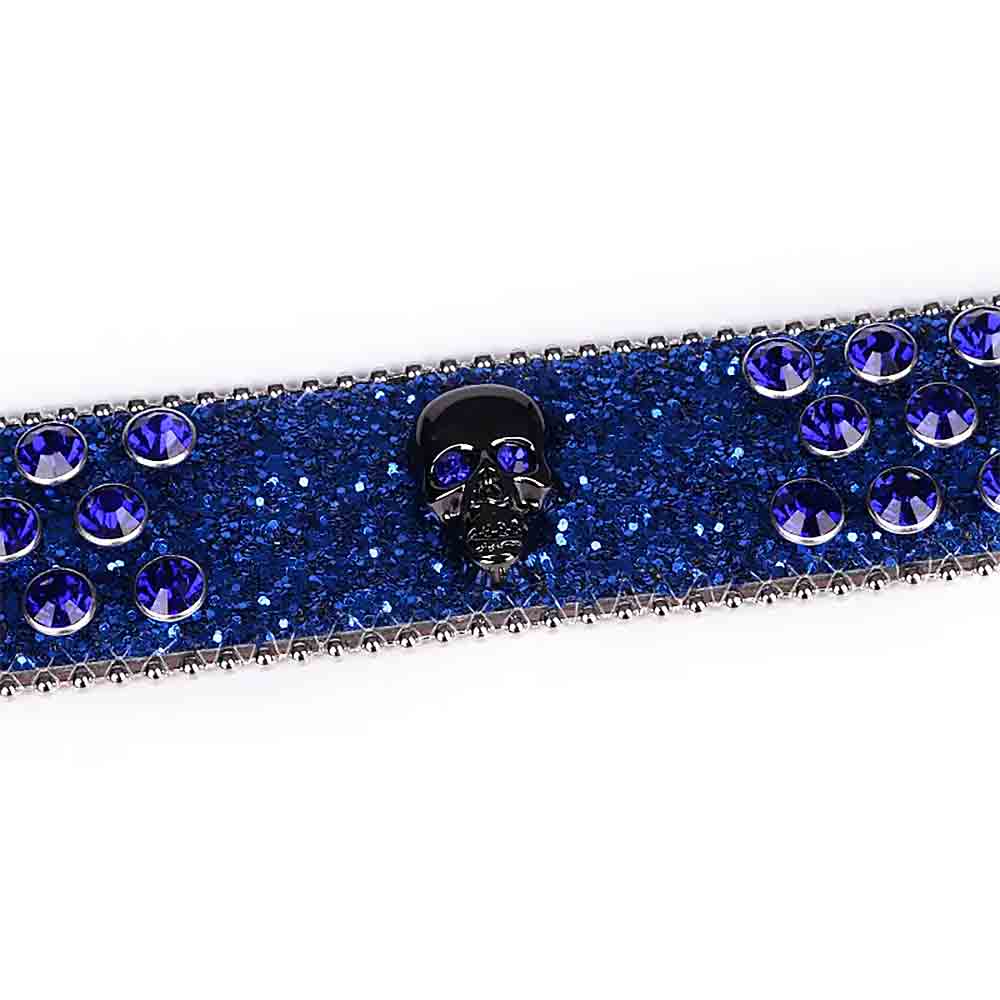 Blue Strap With Purple Adorned Rhinestone Belt