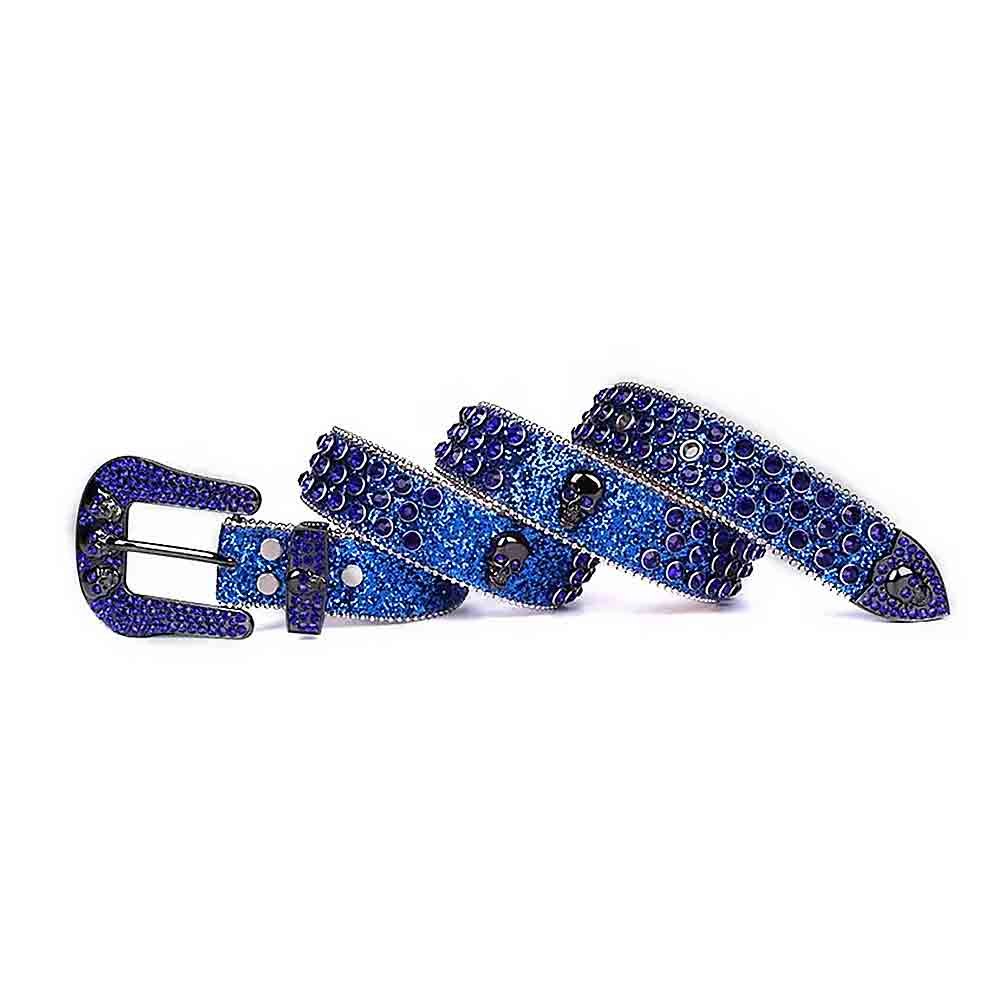 Blue Strap With Purple Adorned Rhinestone Belt