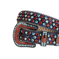 Blue Strap With Red & Blue Embellished Rhinestone Belt