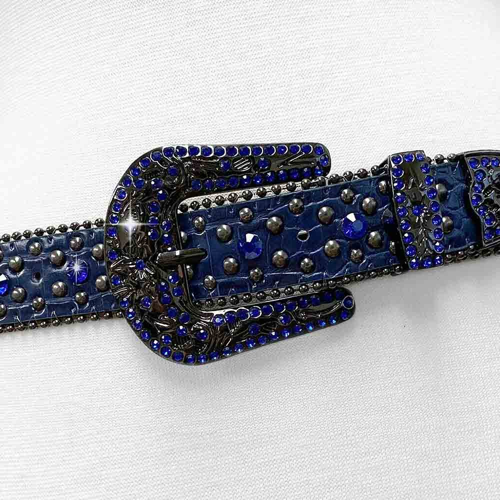 Blue With Studs And Blue Gems Encrusted Rhinestones Belts