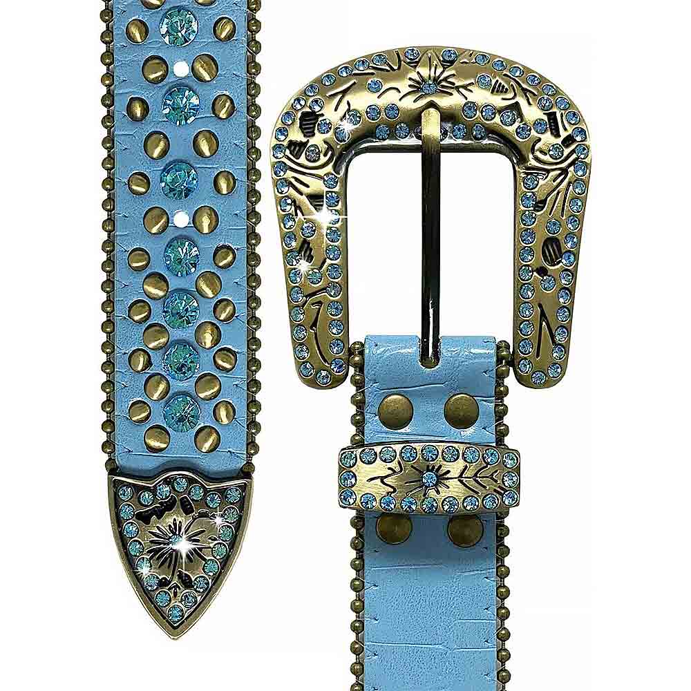 Blue With Studs And Blue Studs Adorned Rhinestones Belts