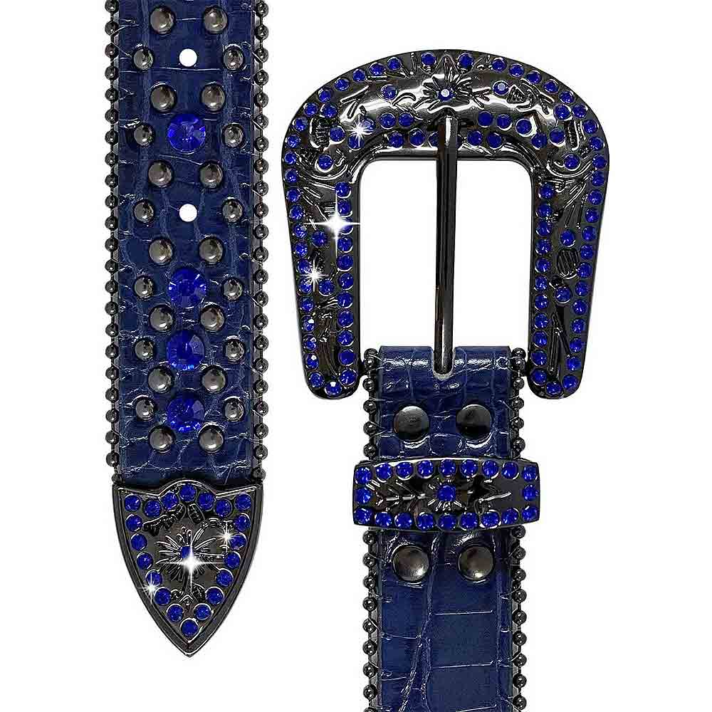 Blue With Studs And Blue Gems Encrusted Rhinestones Belts