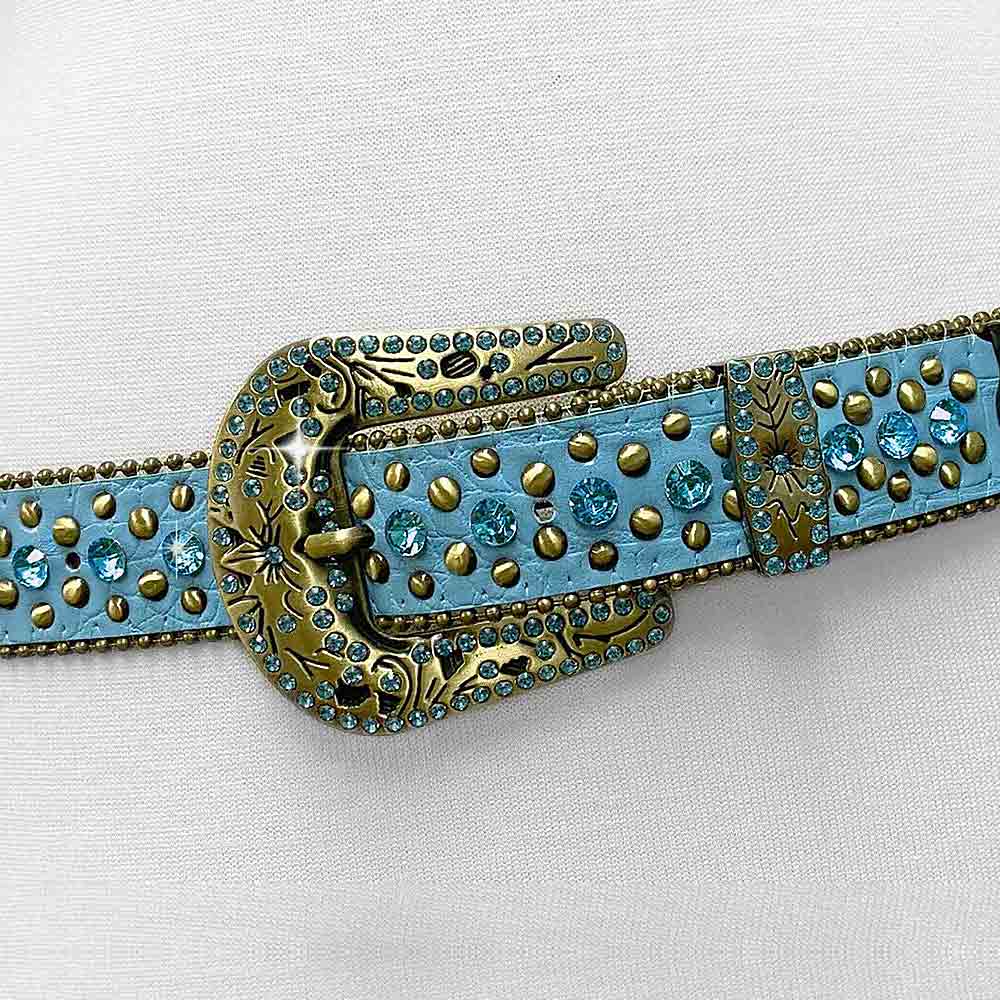 Blue With Studs And Blue Studs Adorned Rhinestones Belts