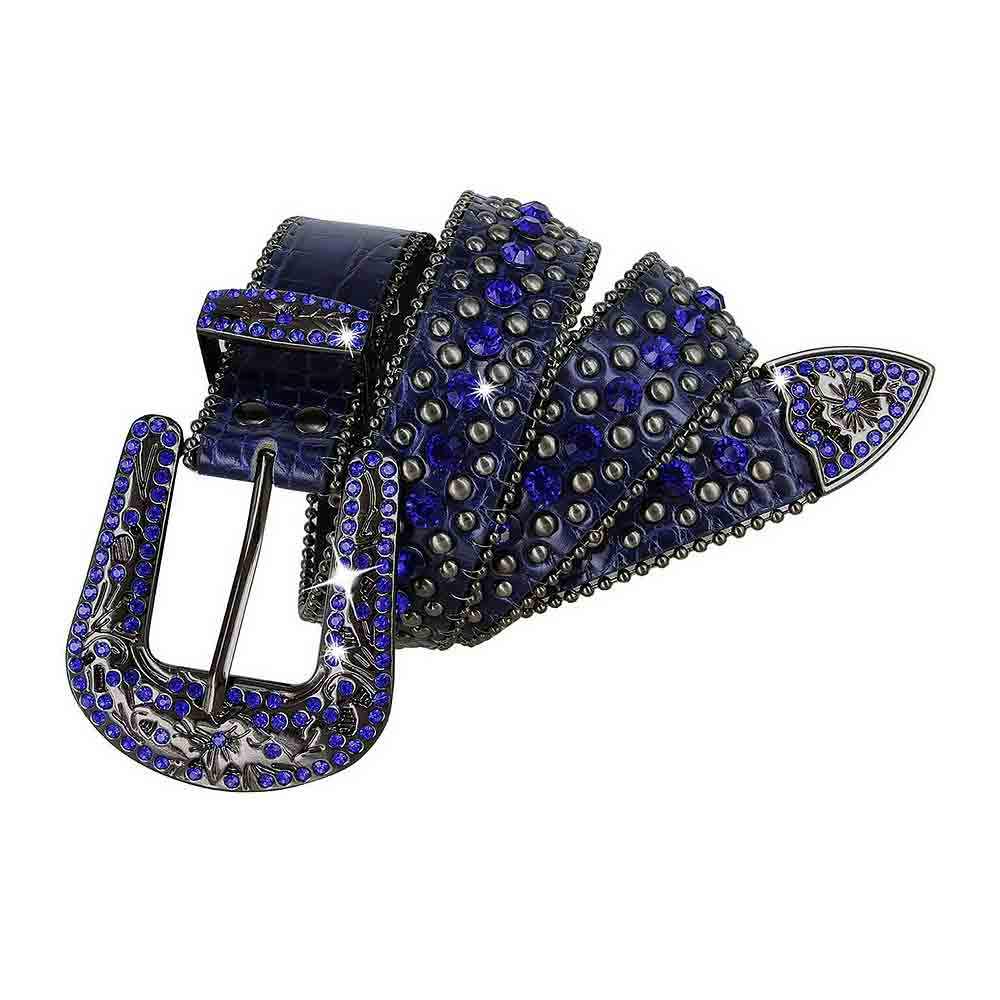 Blue With Studs And Blue Gems Encrusted Rhinestones Belts
