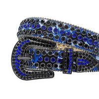 Blue & Black Strap With Royal Blue & Black Adorned Rhinestone Belt