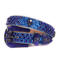 Skull Concho Crystal Rhinestone Western Belt with Double Buckle