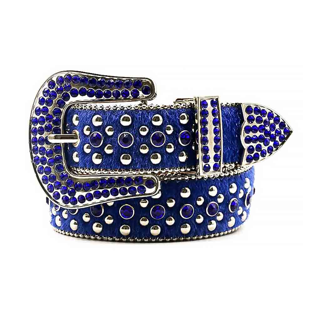 Blue Belt With Blue Glossy Encrusted And Blue Rhinestones