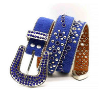 Blue Belt With Blue Glossy Encrusted And Blue Rhinestones