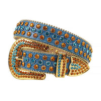 Blue Strap With Blue & Orange Encrusted Rhinestone Belt