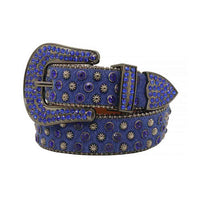 Blue Strap With Faceted Crystal Blue Shimmer Stones Belt