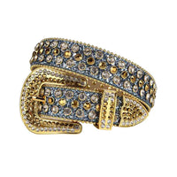 Blue Strap With Gold & White Encrusted Rhinestone Belt