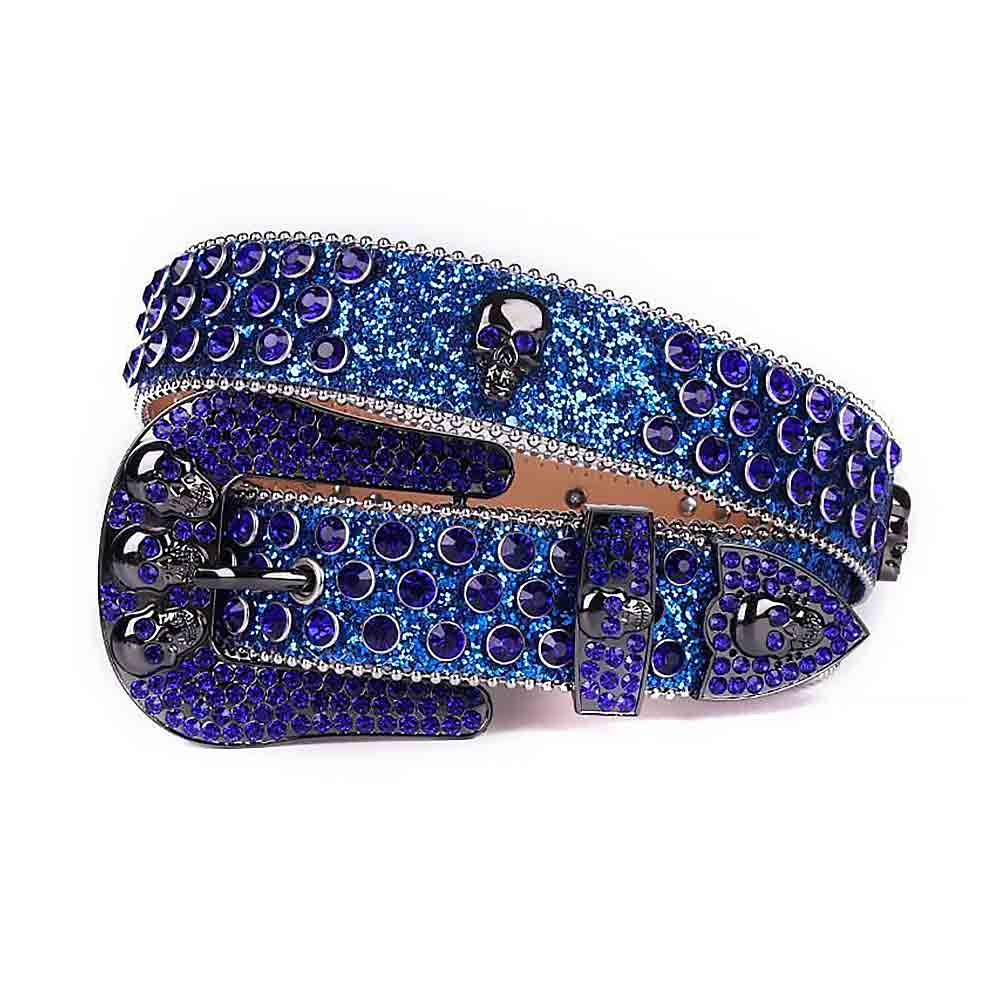 Blue Strap With Purple Adorned Rhinestone Belt