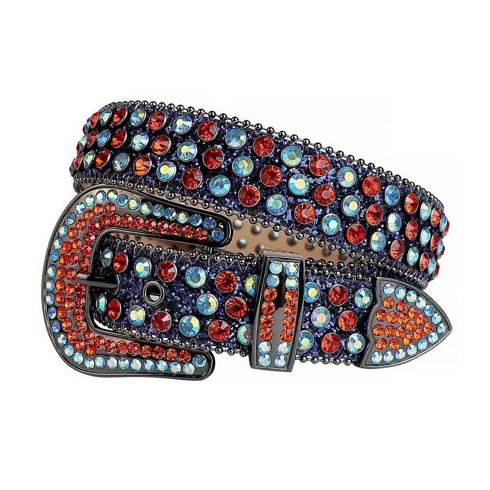 Blue Strap With Red & Blue Embellished Rhinestone Belt