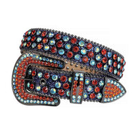 Blue Strap With Red & Blue Embellished Rhinestone Belt