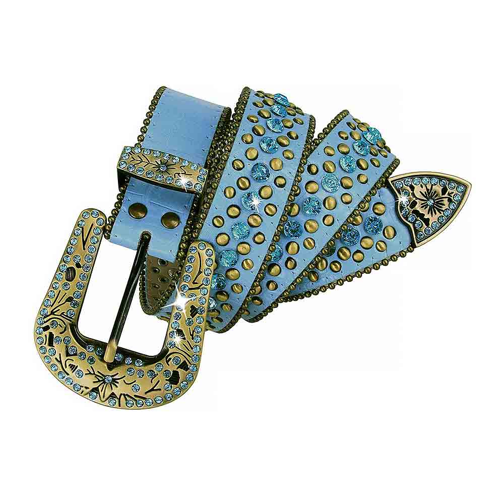 Blue With Studs And Blue Studs Adorned Rhinestones Belts