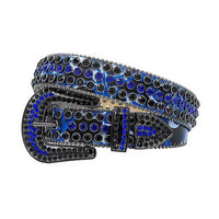 Blue & Black Strap With Royal Blue & Black Adorned Rhinestone Belt