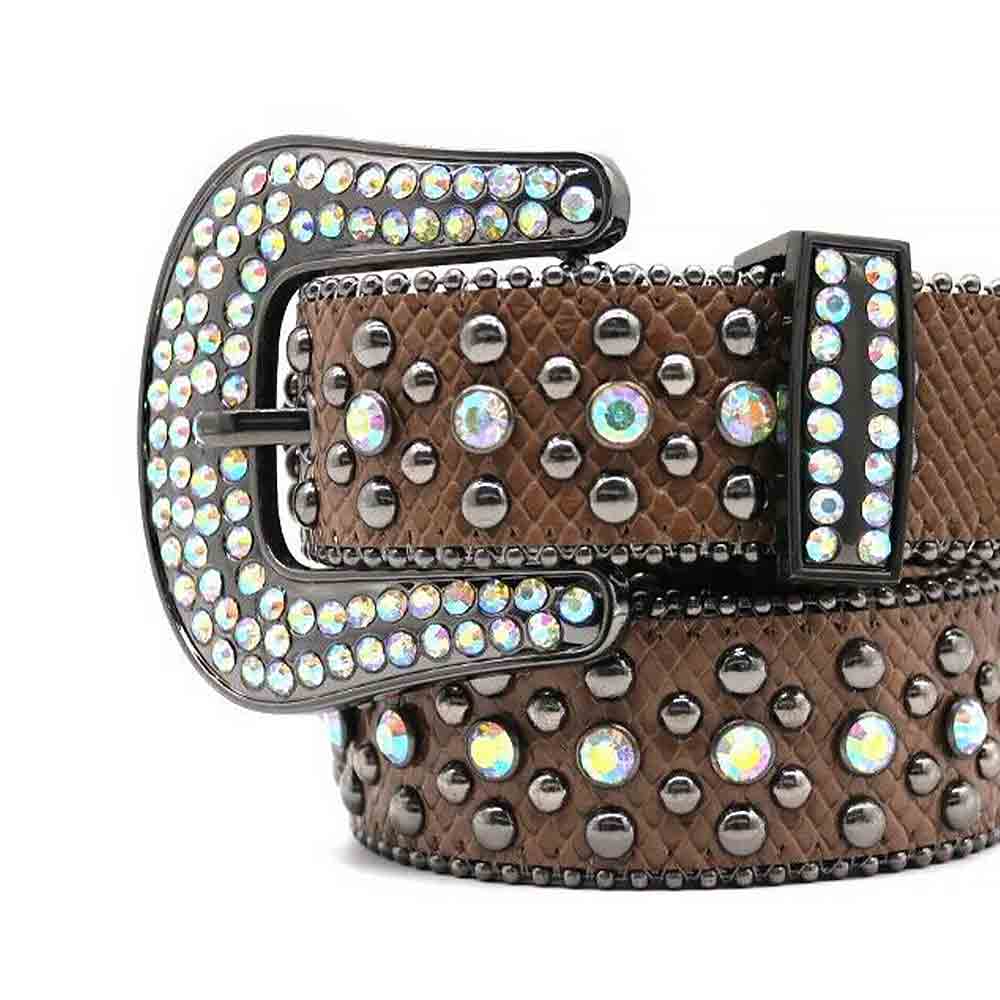 Brown Leather Strap With Designer Buckle Dazzling Belt